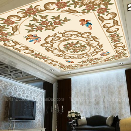 õ  õ翡  8D / 3D / 3D õ  ȭ  Papel  ȭ  3D   ȭ  /8D/5D/3d ceiling wall murals wallpaper for Ceiling flower angel Papel Photo mur